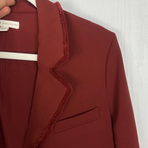 Cato Women Burnt Orange Frayed Collar Office wear Casual Blazer Jacket Size L - Picture 13 of 14